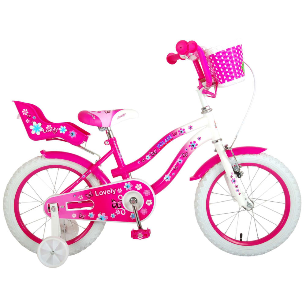 Volare Lovely Kinderfiets - Meisjes - 16 inch - Roze Wit - 95% afgemonteerd